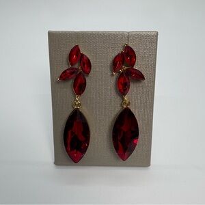 Red Crystal Dangle Marquise Rhinestone Drop Earrings